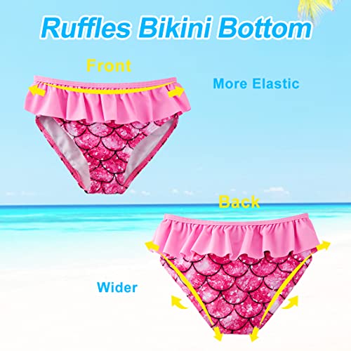 Image of Toddler 3t Swimsuit Girls Tankini Set Pink Shining Mermaid Scales Workout Swimwear Lightweight and Breathable 2-Piece Set 4-5 Years