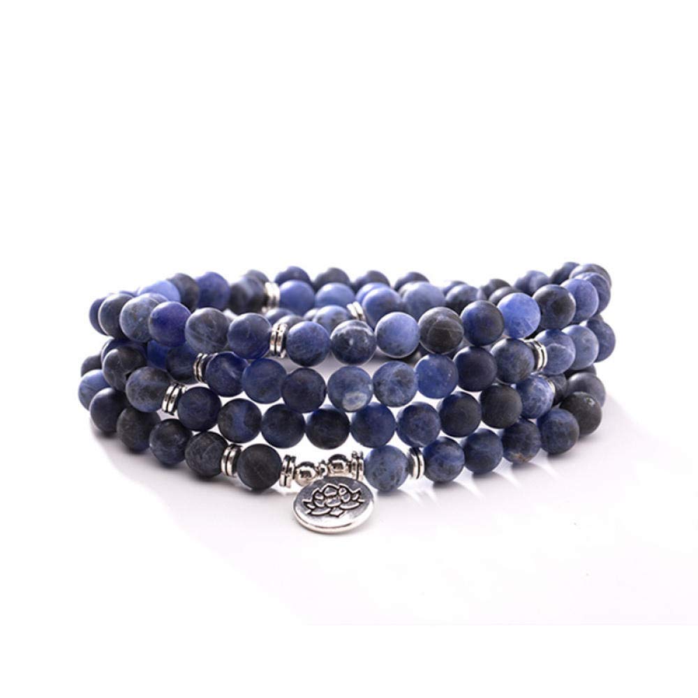 Pulsera De Moda 108 Cuentas Hechas A Mano con Cuentas Collar De Mujer para Hombres Colgante De Piedra Azul Personalidad Joyería De Moda Retro