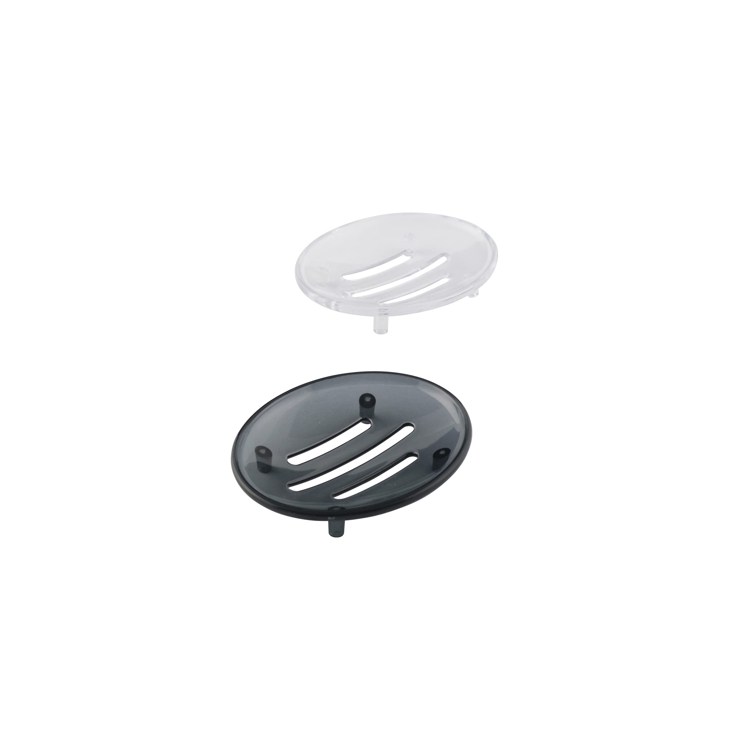 Soap Dish, Oval, Transparent/Anthracite