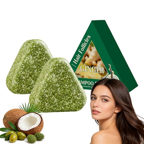 Ginger Shampoo Bar, champú sólido para el cabello, champús bar para cabello graso y cuero cabelludo graso, limpiador anticaspa para el cuero cabelludo para mujeres y hombres, jabón para el cabello