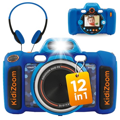 VTech KidiZoom Duo FX in Blau – Robuste Digitalkamera mit kreativen Apps und Spielfunktionen – Für Kinder von 4-10 Jahren
