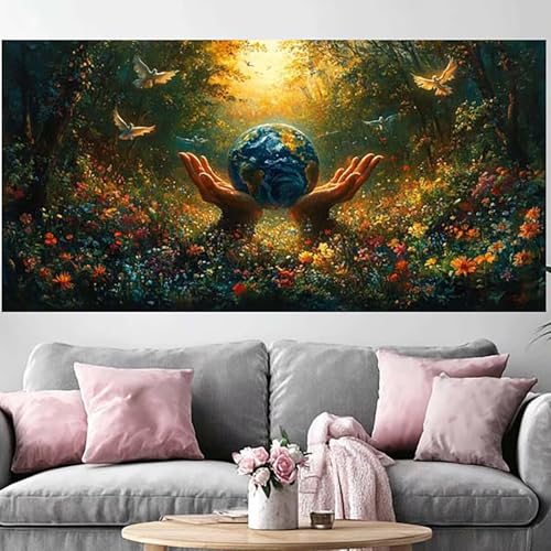 Diamond Painting Terre 50x150 cm avec motif oiseau pour débutant