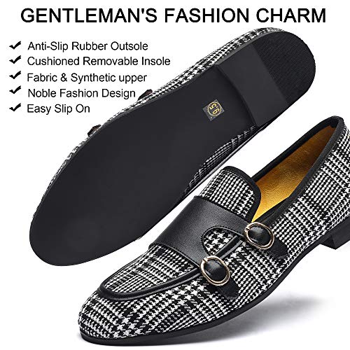 Mens Casual Classic Plaid Loafer with Gold Buckle Penny Slip-On Wedding Party Prom Shoes2