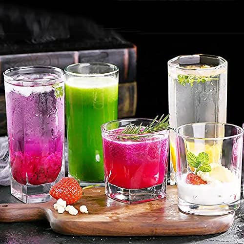 Image of bellemax 250Ml Juice and Water Glass Stylish Crystal Highball Drinking Glasses, Medium Size Tumbler Glasses for Juice, Water, Milk, lassi, Cocktails and Sharbat (Set of 6)