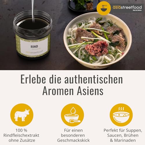 asiastreetfood Rind Fleischextrakt 100 g – 100 % Rindfleischextrakt ohne Zusätze – Basis für Suppen, Saucen, Marinaden & Rinderbrühe – Original-Fleischextrakt nach Liebig