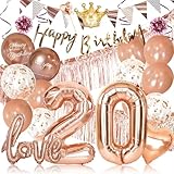 deerzon 20歳 ローズゴールド 誕生日 バルーン 飾り付け バースデー 飾り 数字 26点 セット 女の子 男の子 大きい 誕生日バルーン 風船 スタンダード 20