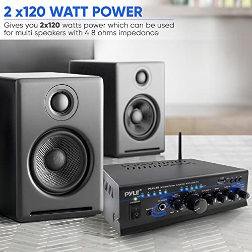 Pyle Home Bluetooth Audio Power Amplifier 2X120 Watt - Portable 2 Channel Surround Sound Stereo Receiver W/ Usb - Amplified Subwoofer Speaker, Cd Dvd, Mp3, Iphone, Phone, Theater, Pa System -Ptau45.5 #TOP2