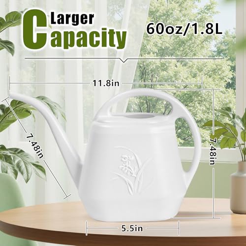 Image of Plant Watering Can - 1 /2 Gallon - White | With Long Spout for Watering-Home Indoor and Outdoor Garden