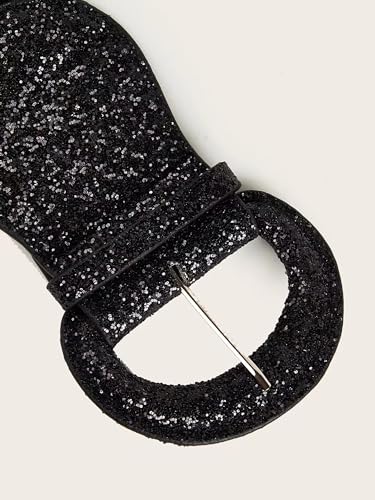 VASTLUCKY Women Elastic Wide Waist Belt for Dresses Sequin Glitters Cinch Corset Belt Stretchy Waistband Chunky Buckle Belts4