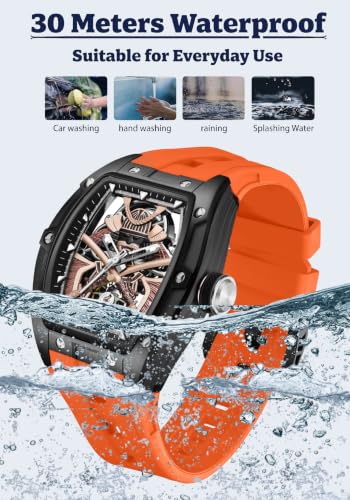 Image of ALIX Men's Automatic Skeleton Self-Winding Water Resistant Chronograph Analog Watch