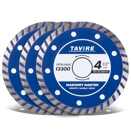 Tavire 4-1/2' Diamond Saw Blades 3Pcs for Angle Grinder, Diamond Cutting Wheel for Concrete, Masonry, Brick, Block, Granite, Marble, Tile, Cutting Blade Disc with 7/8' Arbor, 5/8' & 4/5' Adapters