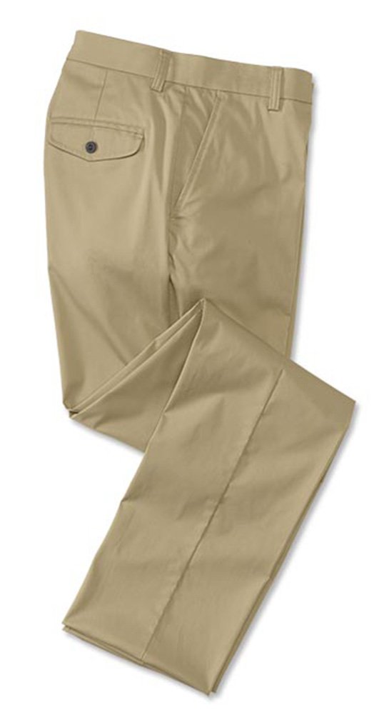 Men's Cotton-Blend Chinos - Plain Front Cotton-Blend Chinos, Khaki, Cuffed