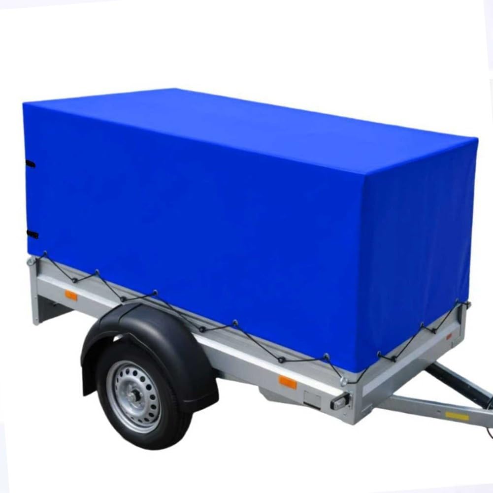 Minhe 420D Oxford wasserdichte strapazierfähige Anhängerplane mit UV-beständigem, winddichtem Design und elastischer Unterseite für Allwetterschutz im Freien (blau)
