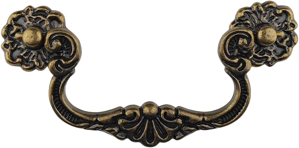 10-Pack 4" C-C Vintage Style Bail Drawer Pull Drop Swing Handles Dresser Pulls Cabinet Knob Antique Bronze Bail Pull 4" Centers Vintage Style (10,Holes Center to Center: 4")