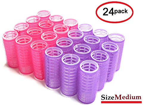 UrbHome Medium Hair Rollers, Self Grip, Salon Hairdressing Curlers (24 Pack)