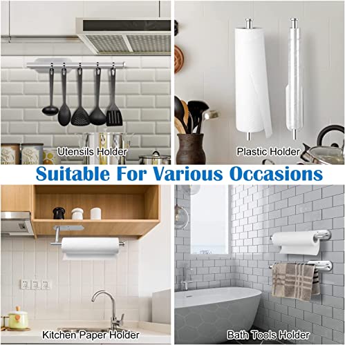 Paper Towel Holders,Paper Towels Rolls - For Kitchen,Paper Towels Bulk- Self-Adhesive Under Cabinet,Both Available In Adhesive And Screws,Stainless Steel Paper Towel Holder (Silver) #TOP5