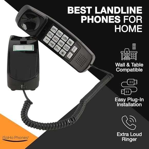 Corded Phones for Landline - Premium Landline Phone for Seniors and Hearing Impaired, Old Phones from the 80s Design, Great Old Telephone Land Line ...