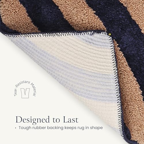 Image of Super Soft Microfiber 2800 GSM Bathroom Mat - Anti Skid, Quick Dry, Water Absorbent, Machine Washable - Floor Mat for Bedroom, Living Room, Doormat for Home (38 x 58 cm), Navy Blue
