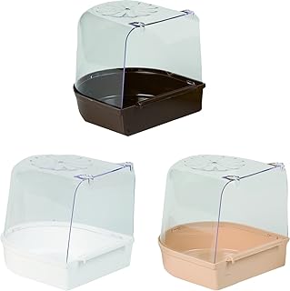 Flamingo Bain pour oiseaux avec marche Blanc - 14x13,2x14cm - Avec crochets de suspension et support