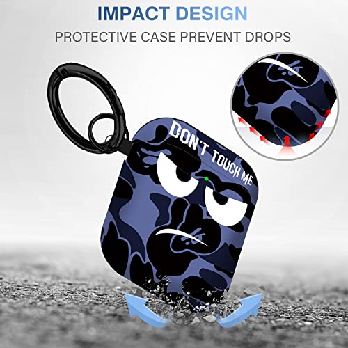 Image of for AirPods Case, Don't Touch Me Airpods Cover with Keychain Soft Cute Shockproof Cover for Women Men Compatible with AirPods 2 /1 Charging Case,Blue