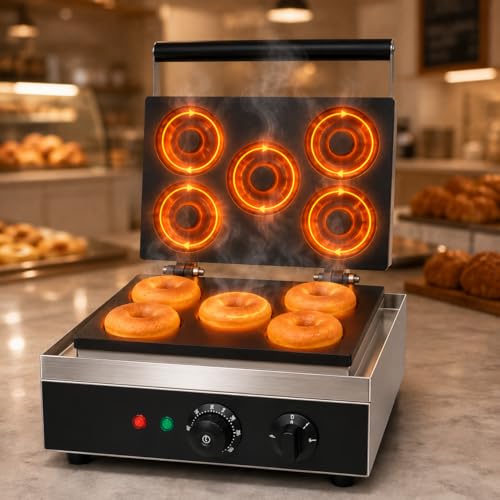 Image of Donut Waffle Machine, Commercial Electric Waffle Maker Machine, Professional Donut Waffle Baker for Cafe Bakery Restaurant