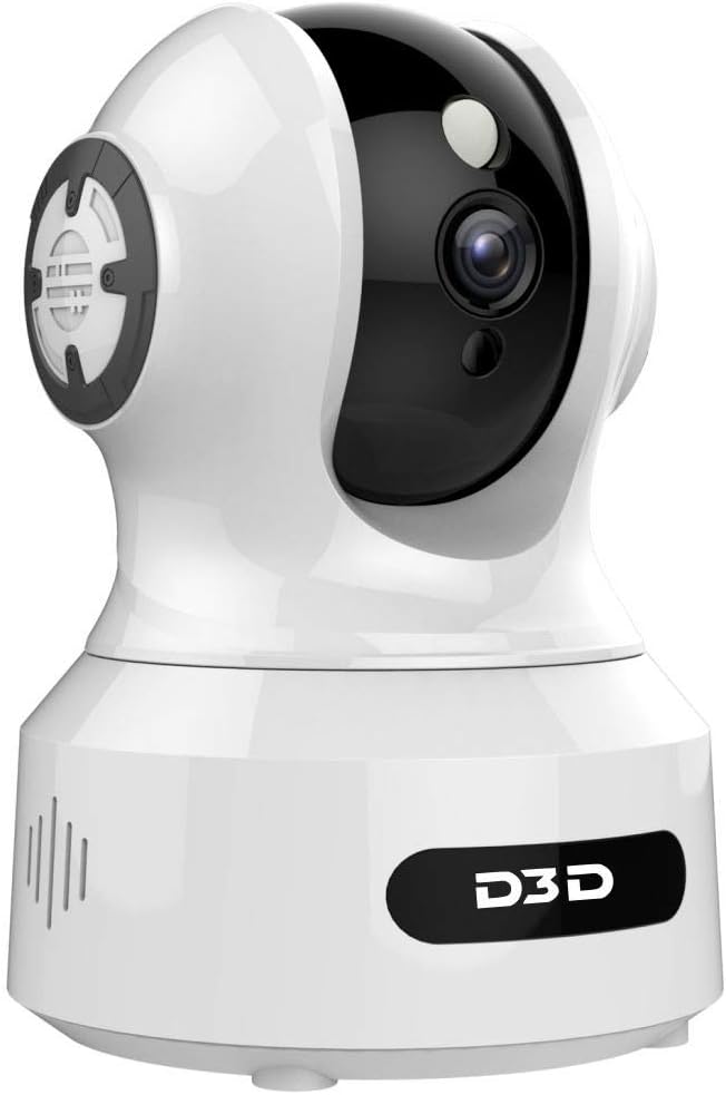 D3D 826 (1920x1080P) 2 0MP Alexa Enabled | Face Detection | Voice Detection | Smart Tracking | WiFi Wireless IP Night Vision Home Security CCTV Camera System with Mobile connectivity | White & Black