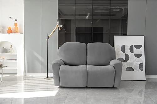 Vista 30 de Fundas de terciopelo elástico para sillas reclinables, fundas para sofá biplaza de 2 cojines, 6 piezas, fundas protectoras para muebles con bolsillo