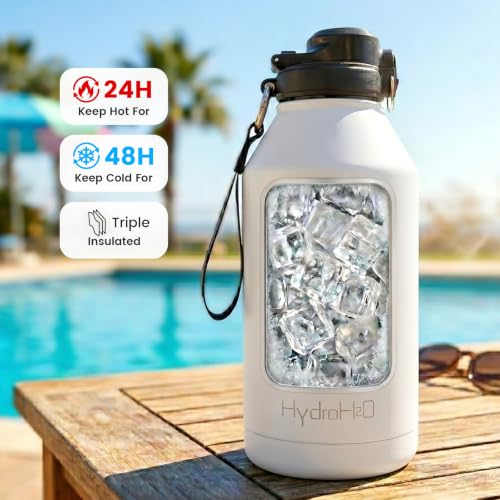 Image of 64 oz Insulated Water Bottle with 2‑in‑1 Pop‑Up Straw & Spout Lid