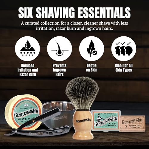 image for Gentleman Jon Straight Razor Shaving Kit - Vintage Wet Shave Grooming 