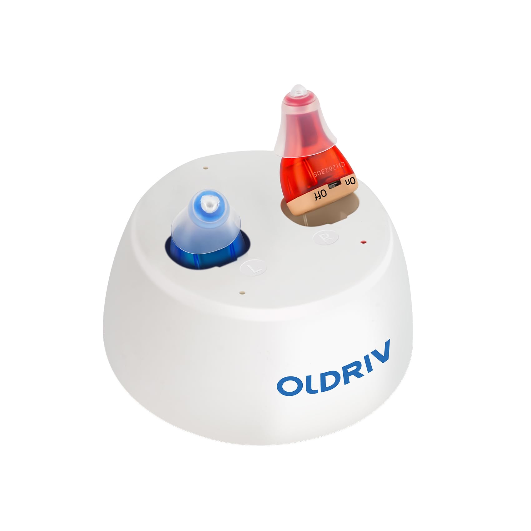 Hearing Aids for Seniors, Completely-in-Canal (CIC) Hearing Aids for Adults Rechargeable OTC Digital Hearing Aids with Noise Cancelling, Red Blue 1 Pairs