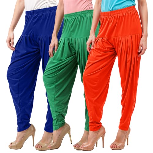 Image of Buy That Trendz Patiyala Pants for Women 3 Combo Patiyala Salwar Harem Viscose Bottoms Pants for Womens