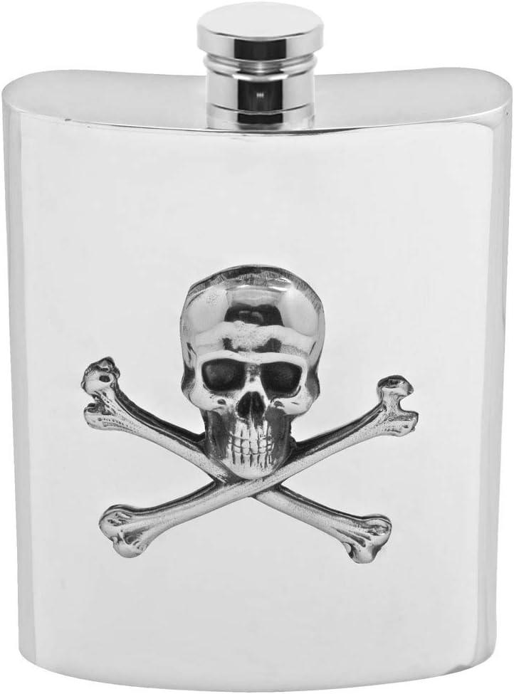 English Pewter Company 6oz Skull & Cross Bones Liquor Hip Flask [SF670]
