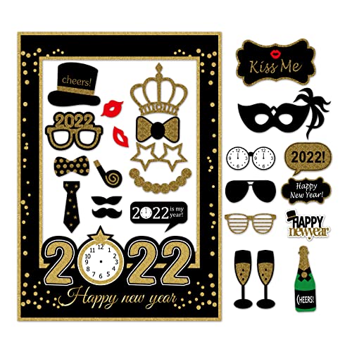 7-gost 2022 Happy New Year's Eve Party Photo Booth Props Supplies with Photo Frame(Pack of 26) 7-gost 2022 Happy New Year's Eve Party Photo Booth Props Supplies with Photo Frame(Pack of 26)