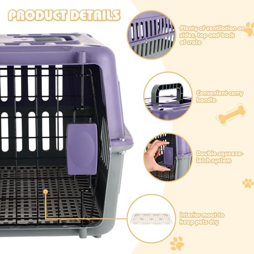 Sunnymove 2 Set Small Cat Dog Travel Pet Carrier, 17.5" up to 13lbs, Purple by Sunnymove - Used condition - Image 3