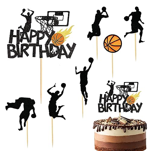 Silars Tortendeko Basketball Kuchendeko Geburtstag Basketball, 7 Stücke Glitzer Cake Topper Basketball, Basketball Tortenaufleger für Tischdekoration für Basketball Thema Geburtstagsparty (01) Silars Tortendeko Basketball Kuchendeko Geburtstag Basketball, 7 Stücke Glitzer Cake Topper Basketball, Basketball Tortenaufleger für Tischdekoration für Basketball Thema Geburtstagsparty (01)