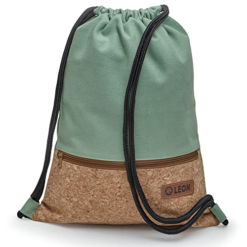 Sac de gym sac à dos liège serpent vert avec poches intérieures zippées LEON