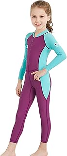 Fato de banho infantil,HUIOP Fato de banho infantil corpo inteiro meninas meninos manga longa com proteção maiô com zíper frontal roupas de secagem rápida,Fato de banho de corpo inteiro