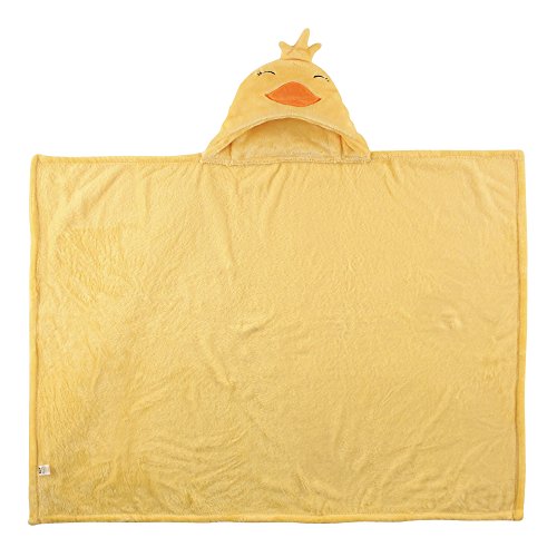 Image of Hudson Baby Unisex Baby and Toddler Hooded Animal Face Plush Blanket, Yellow Duck, One Size
