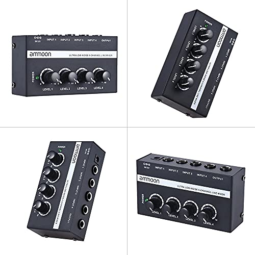 Tomshin MX400 Ultra-compacto de baixo nível de ruído 4 canais de mixagem mono de áudio com adaptador