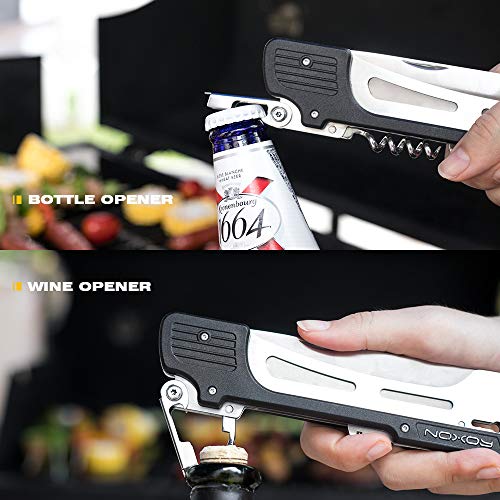 ROXON MBT3 6-in-1 Multifunktionales abnehmbares faltbares Grillwerkzeug-Set für Hinterhof-Grillen, Grillen und Camping