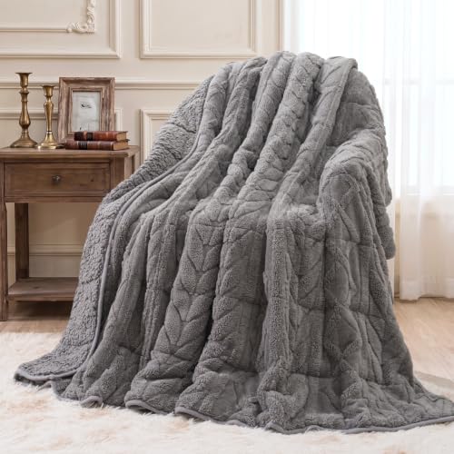 Wemore Soft Weighted Blanket for Adults 60" x 80" 15 lbs Queen Size Grey