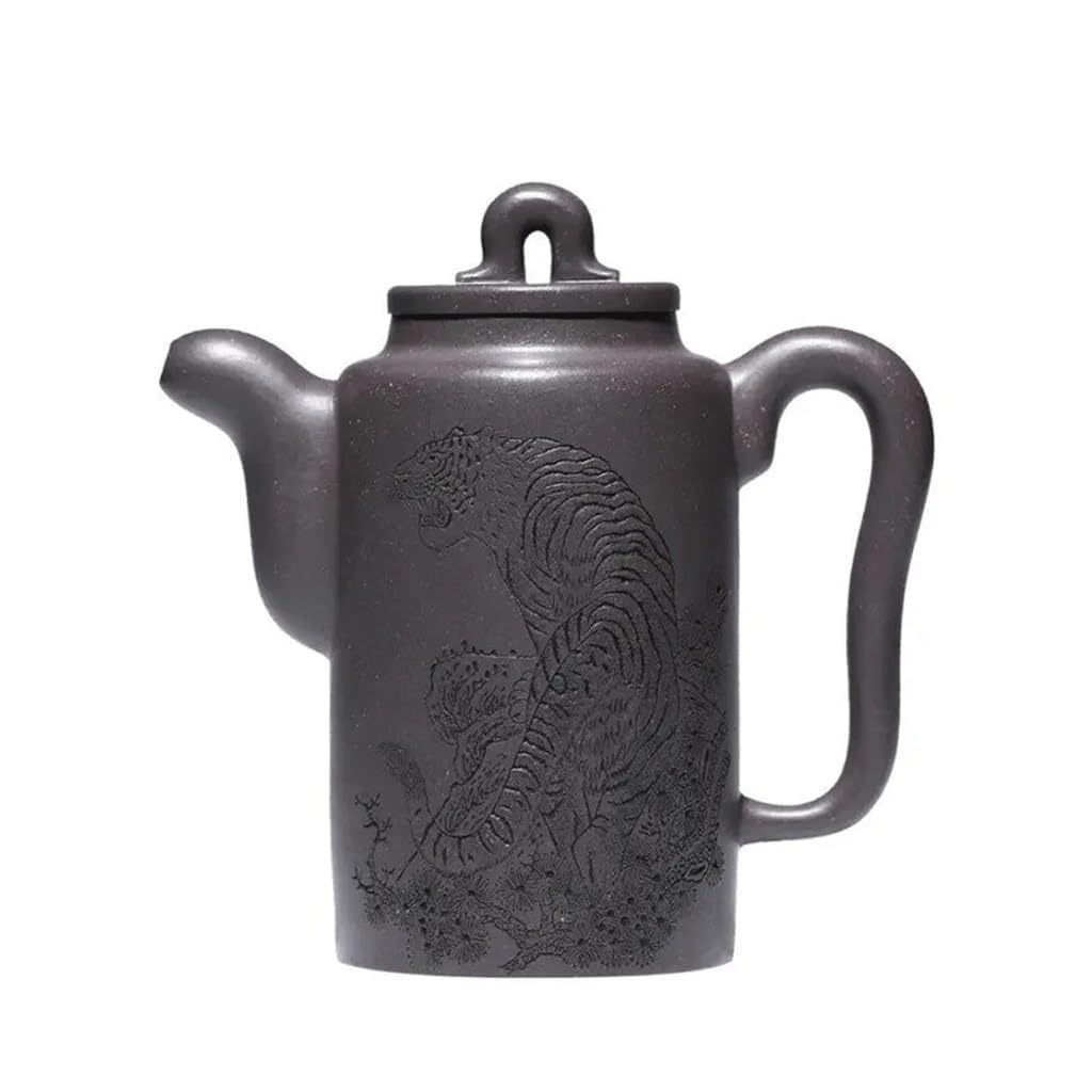 TYUHDUYUR 380ml Large Capacity Clay Teapots Famous Handmade Tiger Pattern Tea Pot Kettle Zisha Tea Set (White Dinosaur Doodle4)
