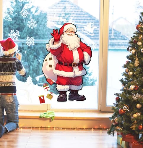 SietDESEO 50 x 32 Inch Cardboard Santa Claus Cutout Paper Santa Claus Bulletin Board Decorations Christmas Wall Decoration for Classroom Home Window Chalkboard Large Santa Claus - Thumbnail 7