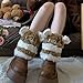 Kawaii Lolita Y2K style bear-shaped wool sock cover, layered socks, warm leg cover, fashionable and warm. (B - Brown, General)