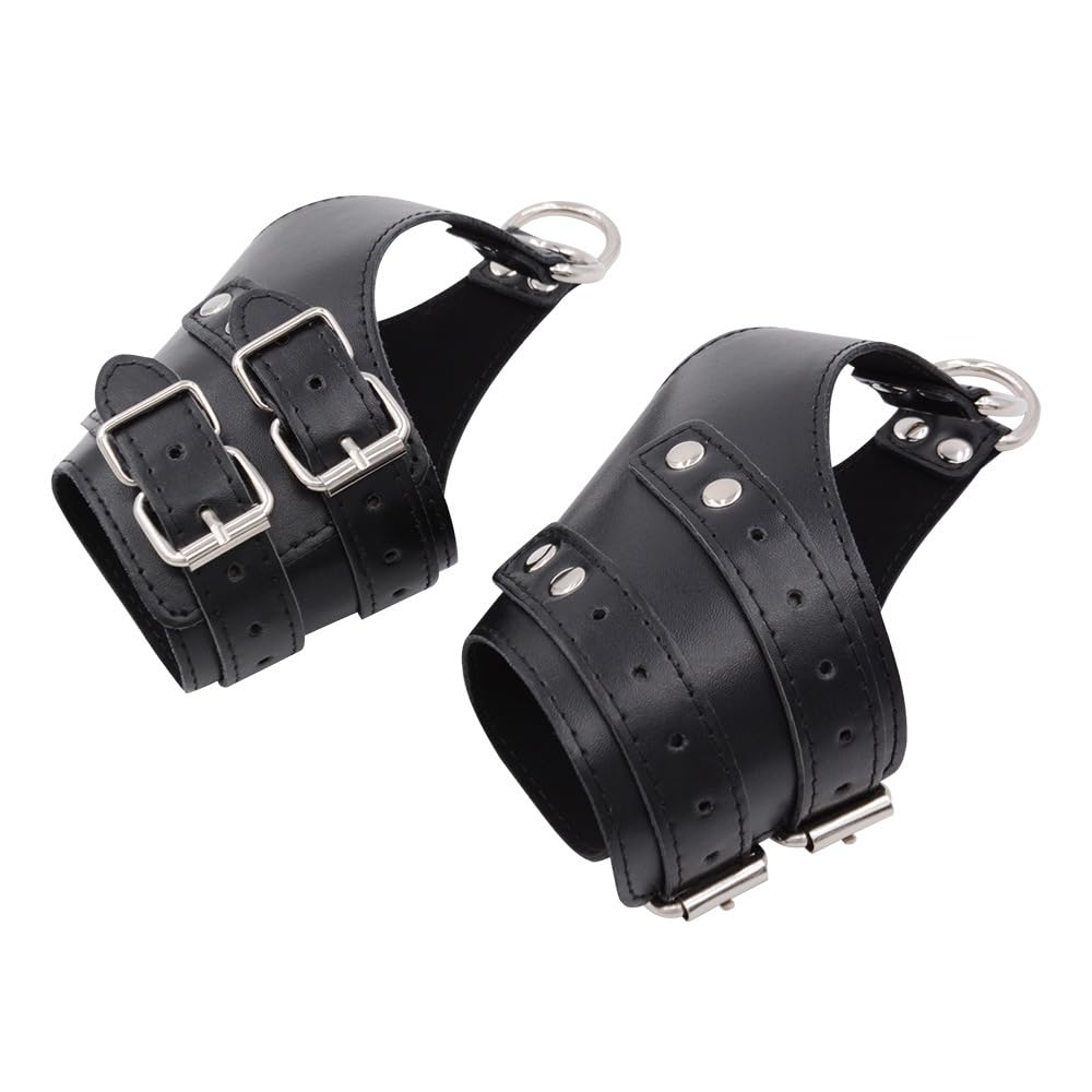 Sangle de suspension pour poignet de yoga - Kit d'entraînement de yoga - Accessoires réglables en cuir pour couples, hommes, femmes - Noir