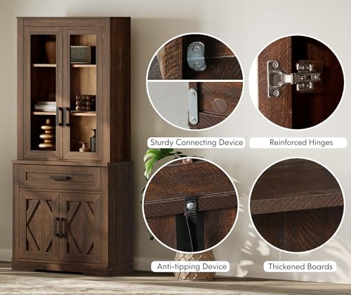 Image of WAMPAT Farmhouse Entertainment Center with Bookshelves for 65 inch TV