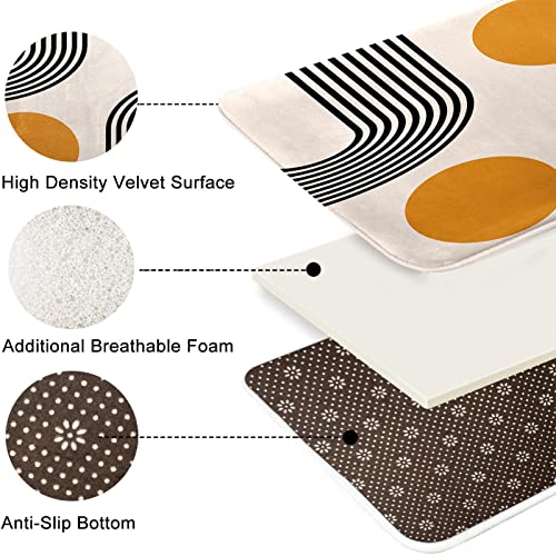 Boho Mid Century Bath Mat,Abstract Geometric Bathroom Rugs No Silp, Minimalistic Arch Beige Washable Cover Floor Rug Carpets Floor Mat 16X24 Inches For Kitchen Bedroom #TOP3