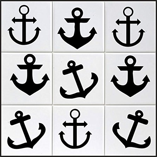 Juego de 10 pegatinas con diseño de ancla, aprox. 10 cm, de láminas de alto rendimiento, para azulejos, coches, paredes y todas las superficies lisas, BD WC, adhesivos para azulejos, muchos colores a