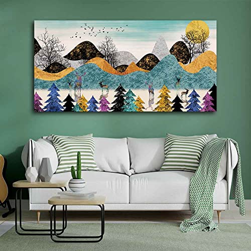 Image of VIBECRAFTS Canvas Paintings for Living Room Drawing Room Modern Art Forest Canvas Wall Painting Fitted With Wooden Frame For Home | Office | Living Room | Gift (PTVCH 2472N)