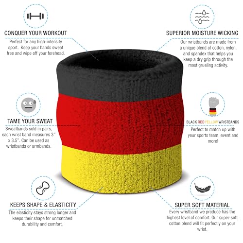 image for Suddora Striped Sweatband Set, Moisture Wicking 2 Wristbands and 1 Hea